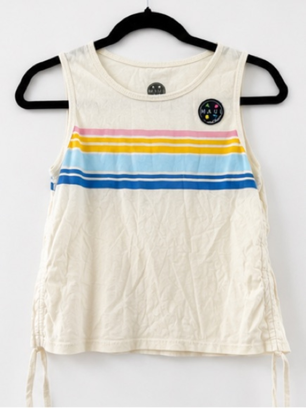 Maui and Sons Cream Tank with Pink, Yellow, Light Blue & Blue Stripes